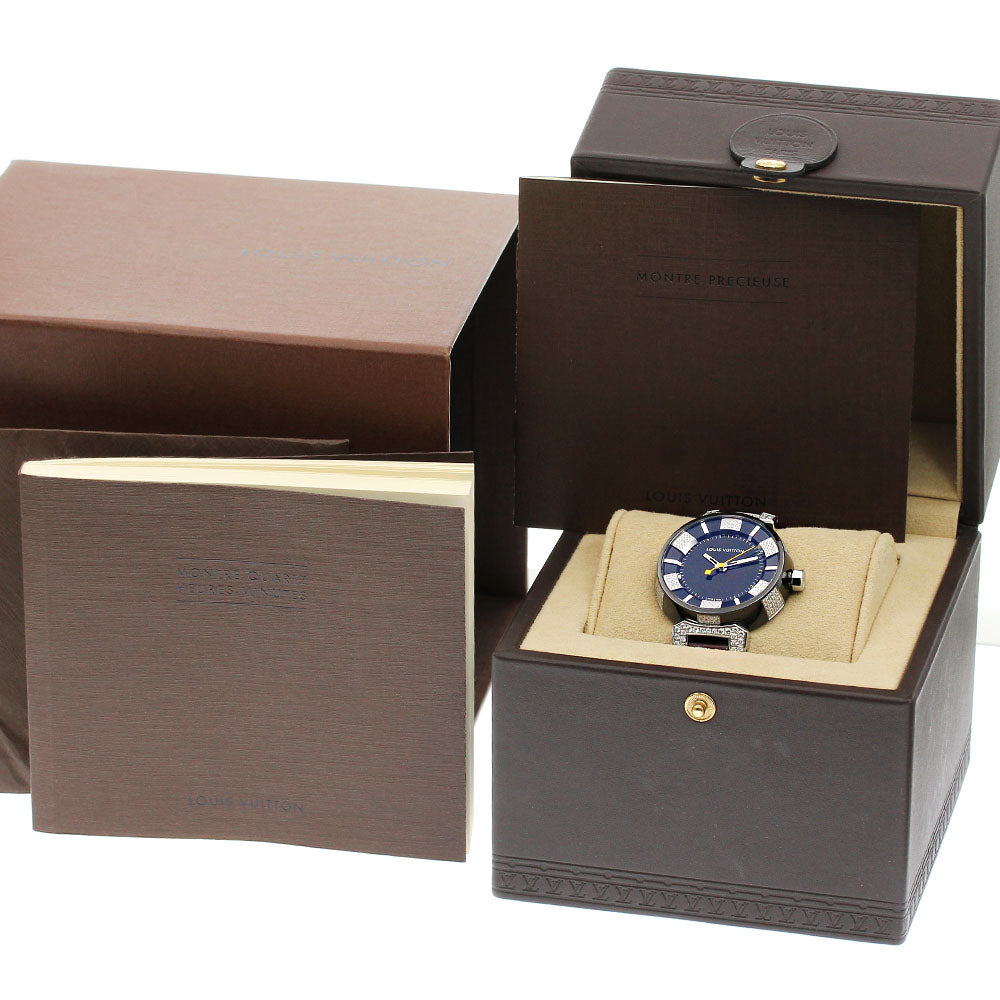 LOUIS VUITTON Tambour in Black Diamon Q131Q diamond Quartz Boy's Watch_844237
