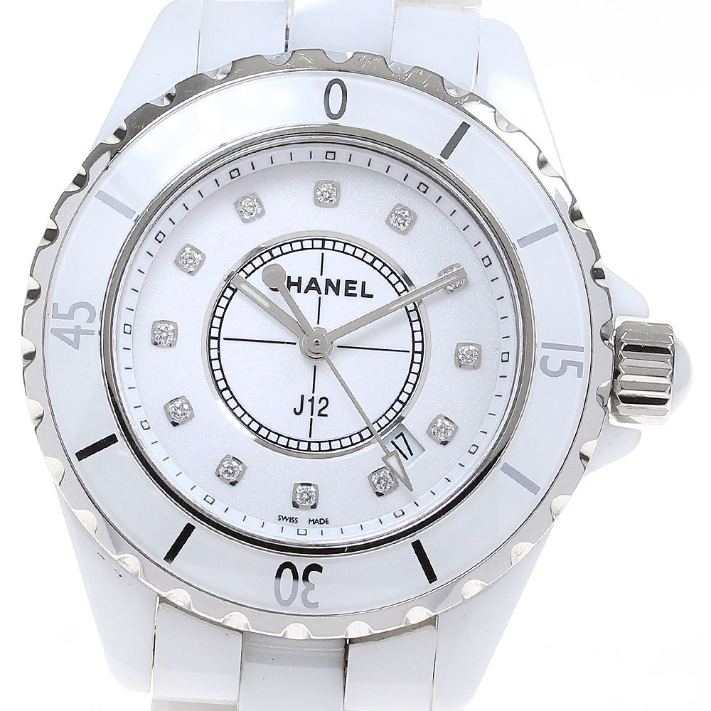 CHANEL J12 H1628 33MM White Ceramic 12P Diamond white Dial Quartz Ladies_844255