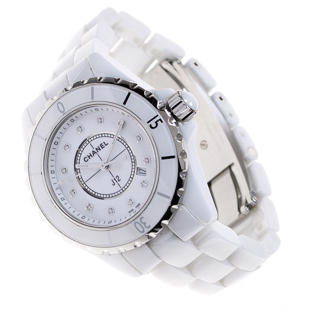 CHANEL J12 H1628 33MM White Ceramic 12P Diamond white Dial Quartz Ladies_844255