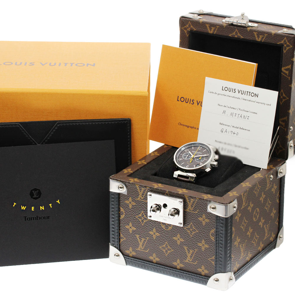 LOUIS VUITTON Tambour Twenty QA1740 World limited 200 chronographs Brown Dial Automatic Men's Watch_844273