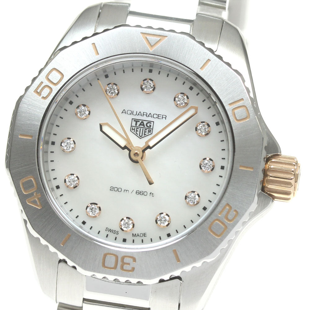 TAG HEUER Aqua racer WBP1450 12P diamond White shell Dial Quartz Ladies Watch_844312