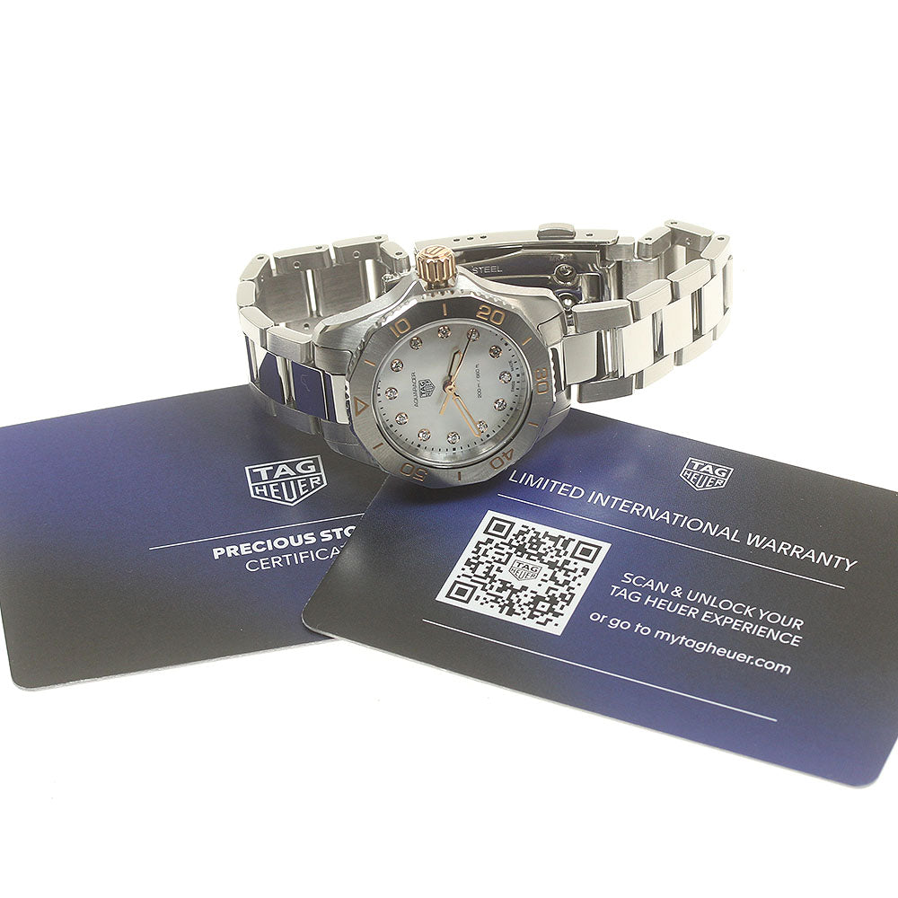 TAG HEUER Aqua racer WBP1450 12P diamond White shell Dial Quartz Ladies Watch_844312