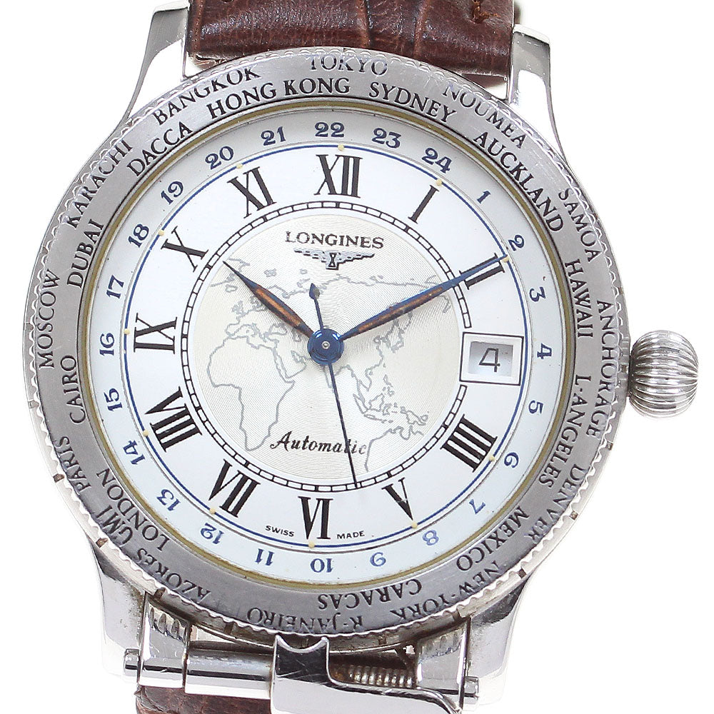 LONGINES Lindberg L2.610.4 GMT date Silver / White Dial Automatic Men's Watch_844347