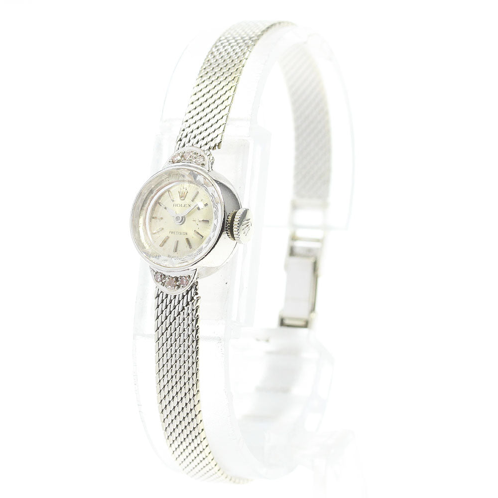 ROLEX Precision cut glass K18WG Cal.1401 Silver Dial Hand Winding Ladies Watch_844560