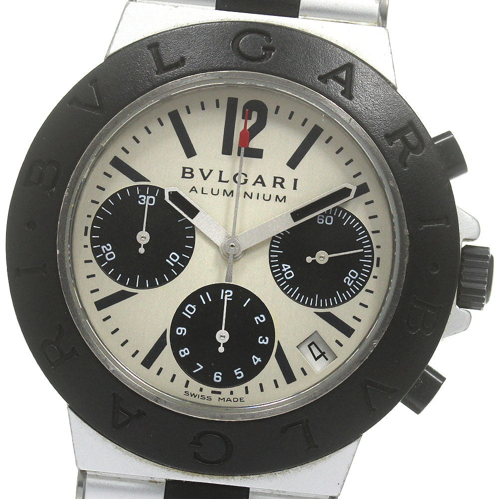 BVLGARI Aluminum AC38TA Chronograph Silver / Black Dial Automatic Men's _844626