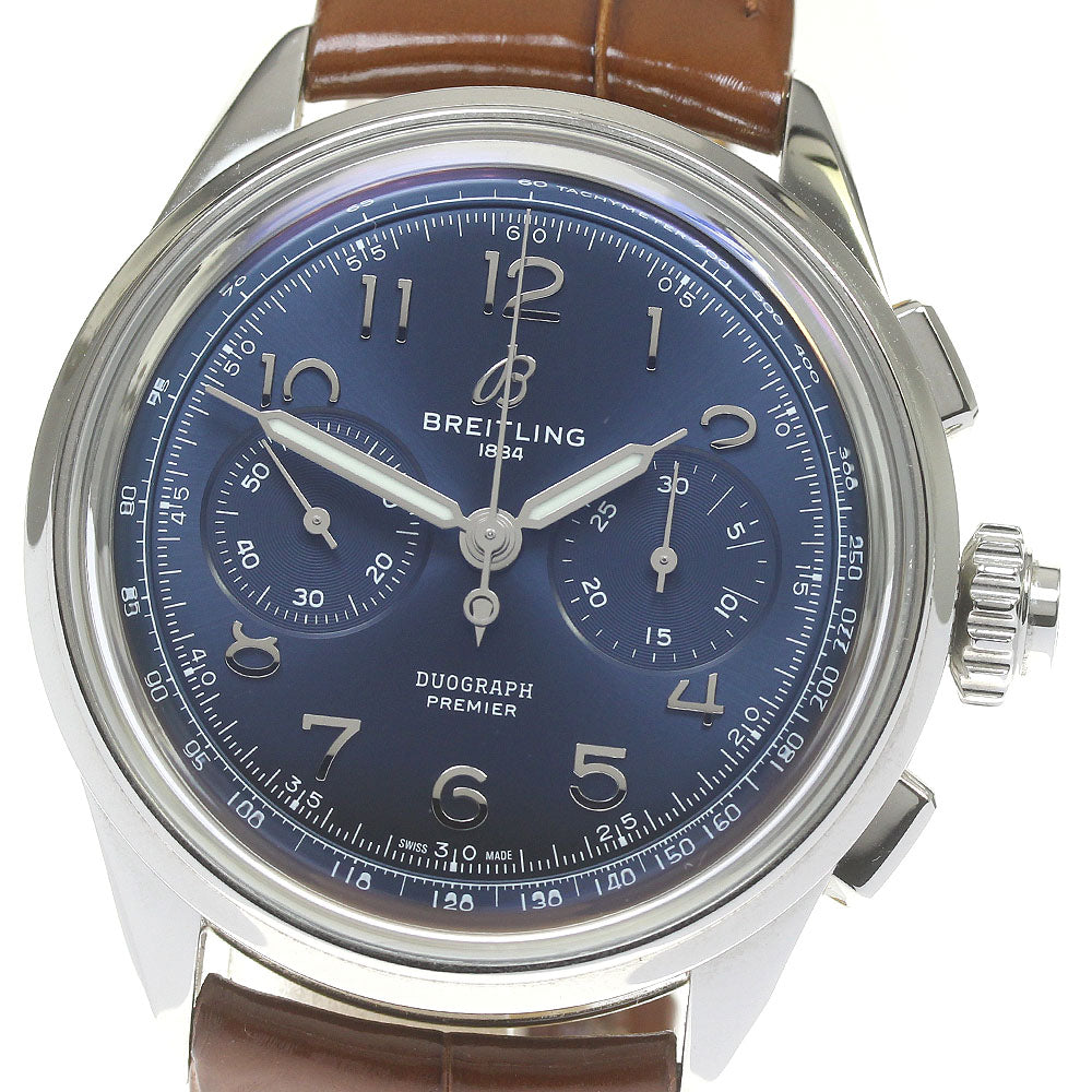 BREITLING Premier Duograph 42 AB1510 Chronograph blue Dial Hand Winding Men's Watch_844740
