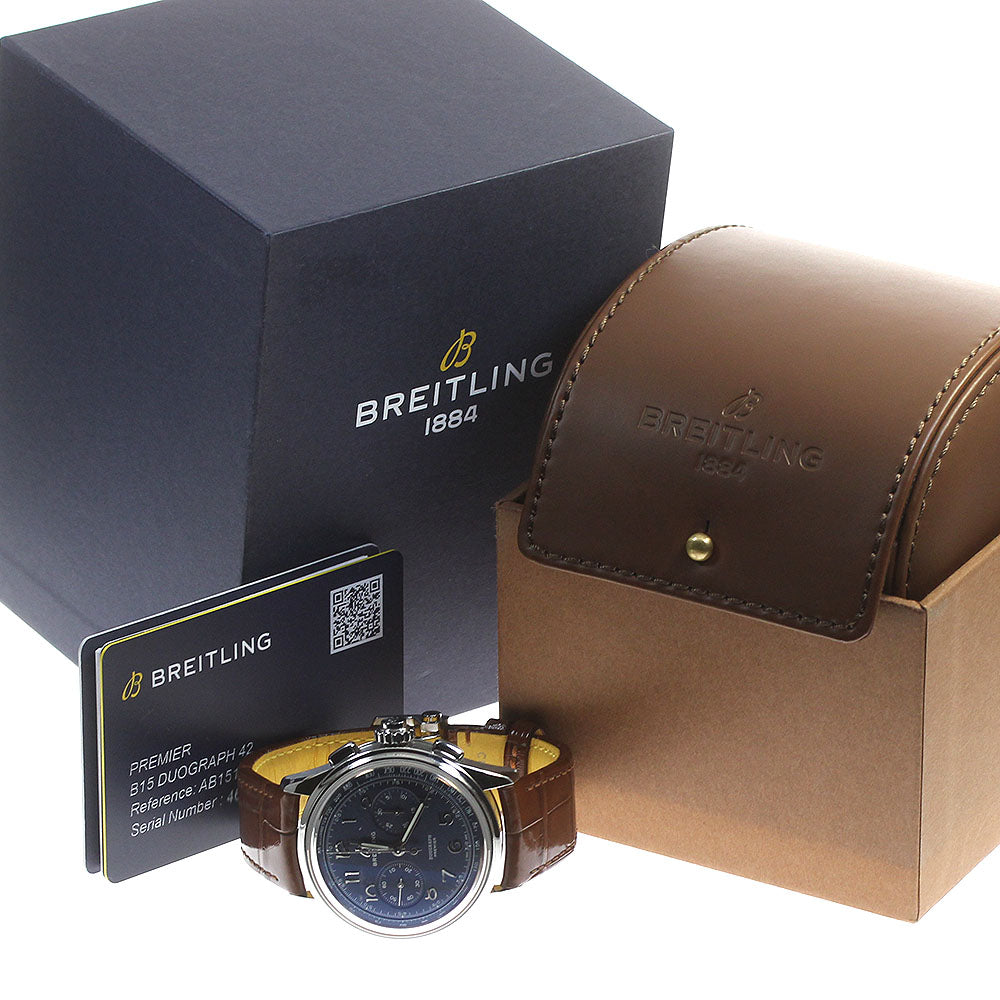 BREITLING Premier Duograph 42 AB1510 Chronograph blue Dial Hand Winding Men's Watch_844740