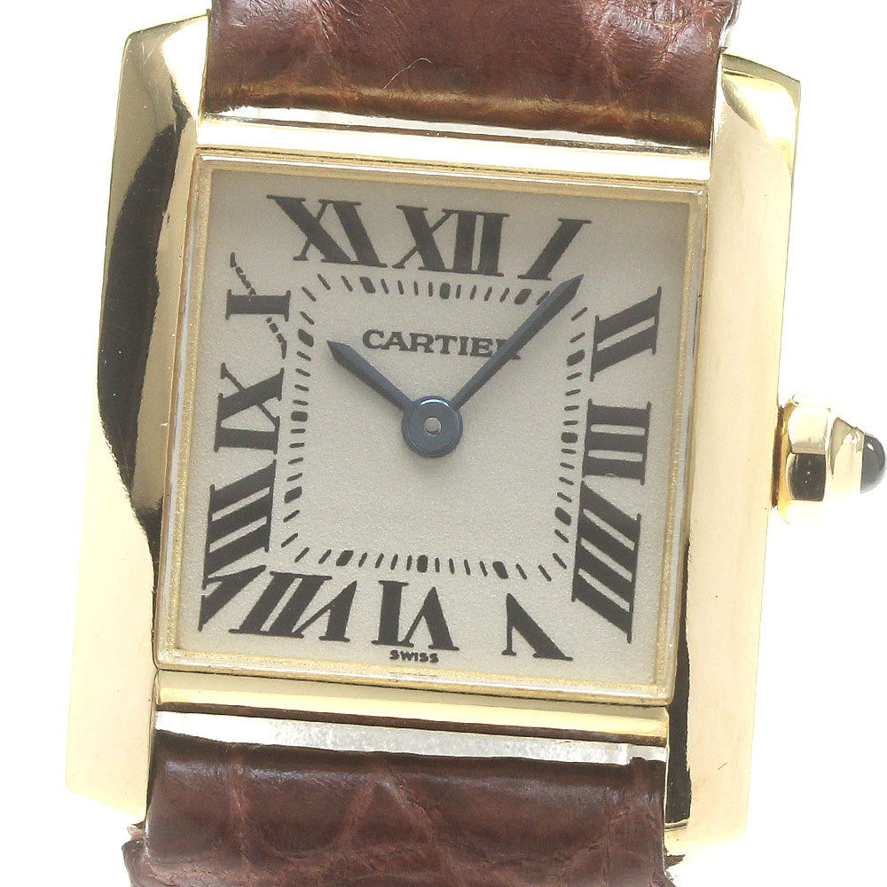CARTIER Tank francaise SM W5000256 18K Yellow Gold Silver Dial Quartz Ladies Watch_844753