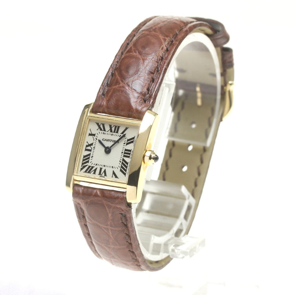 CARTIER Tank francaise SM W5000256 18K Yellow Gold Silver Dial Quartz Ladies Watch_844753