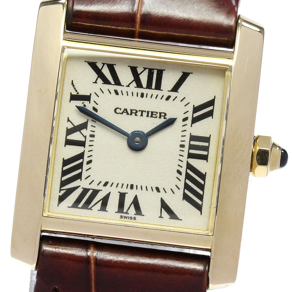 CARTIER Tank francaise SM W5000256 18K Yellow Gold beige Dial Quartz Ladies Watch_844772