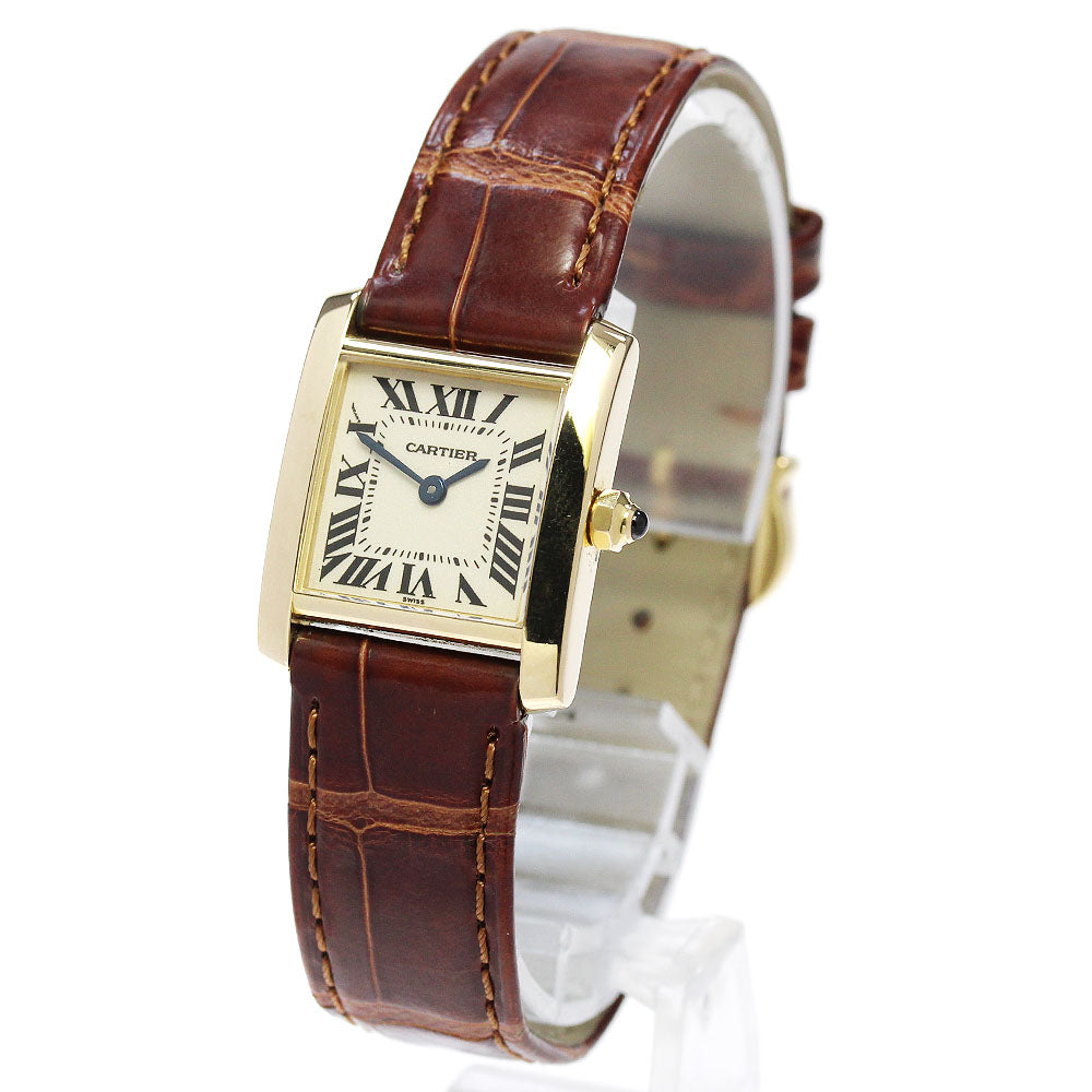 CARTIER Tank francaise SM W5000256 18K Yellow Gold beige Dial Quartz Ladies Watch_844772
