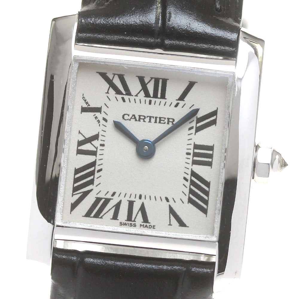 CARTIER Tank francaise SM W5001256 K18WG beige Dial Quartz Ladies Watch_844778