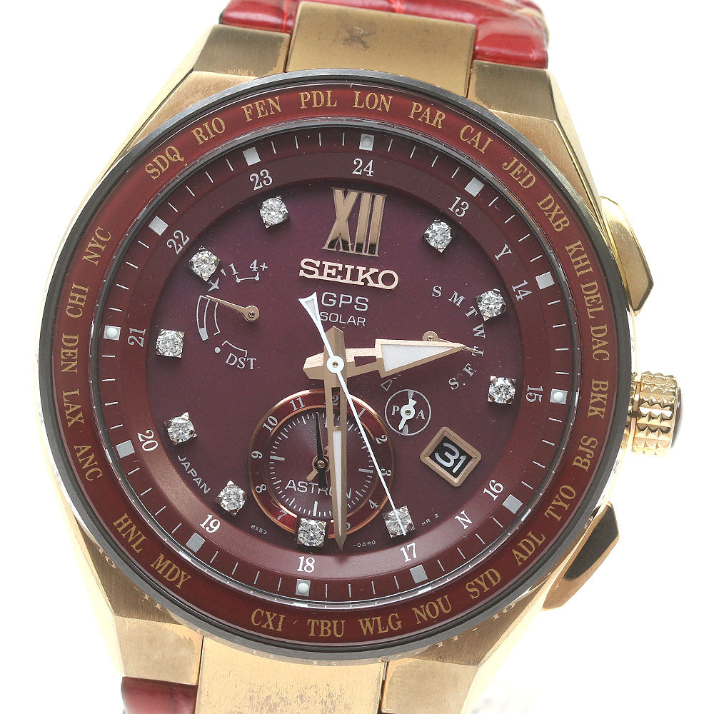 SEIKO Limited to 500 Astron Executive Lines SBXB158/8X53-0BA0-2 10P diamond Red Dial Solar Powered Radio Men's Watch_844785