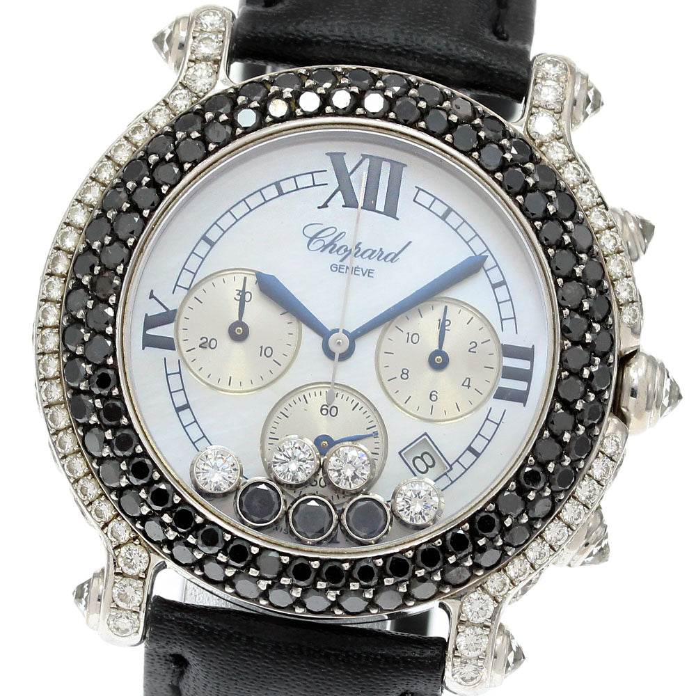 Chopard Happy Sports 28/3340-50 K18WG diamond bezel chronograph QZ Ladies_844787