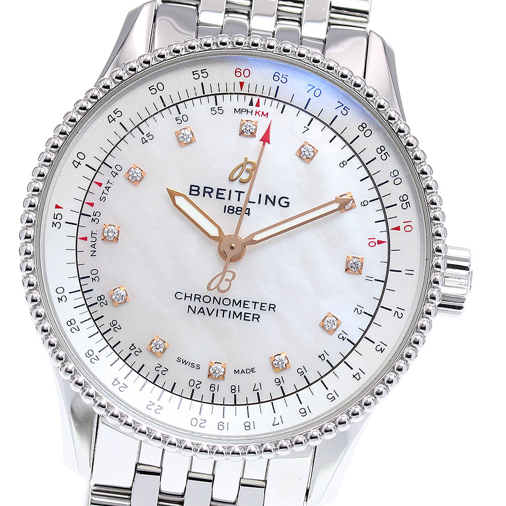 BREITLING Navitimer35 A17395 12P diamond White shell Dial Automatic Ladies Watch_844846