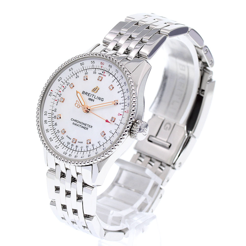 BREITLING Navitimer35 A17395 12P diamond White shell Dial Automatic Ladies Watch_844846