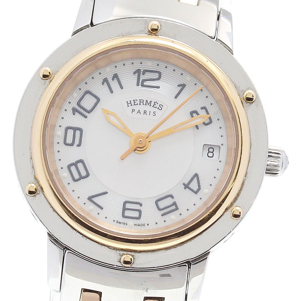 HERMES Clipper Classic CP1.221 Date White shell Dial Quartz Ladies Watch_844876