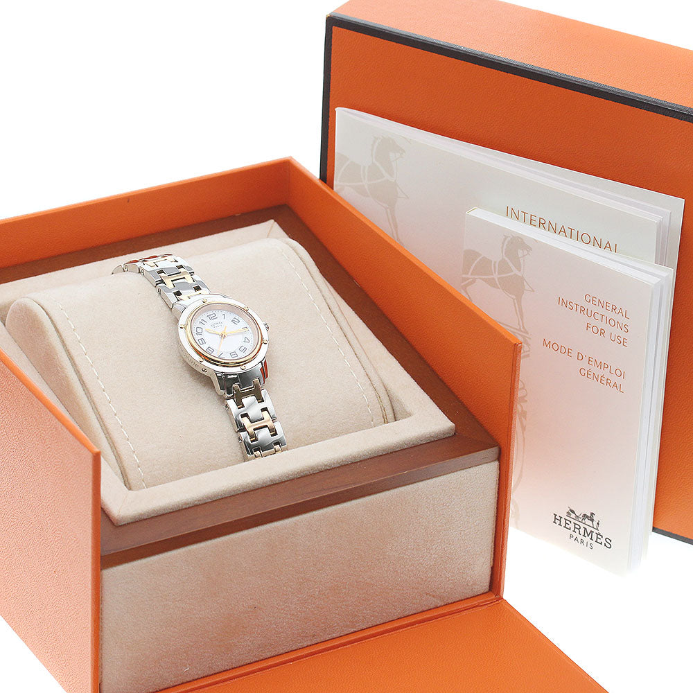 HERMES Clipper Classic CP1.221 Date White shell Dial Quartz Ladies Watch_844876