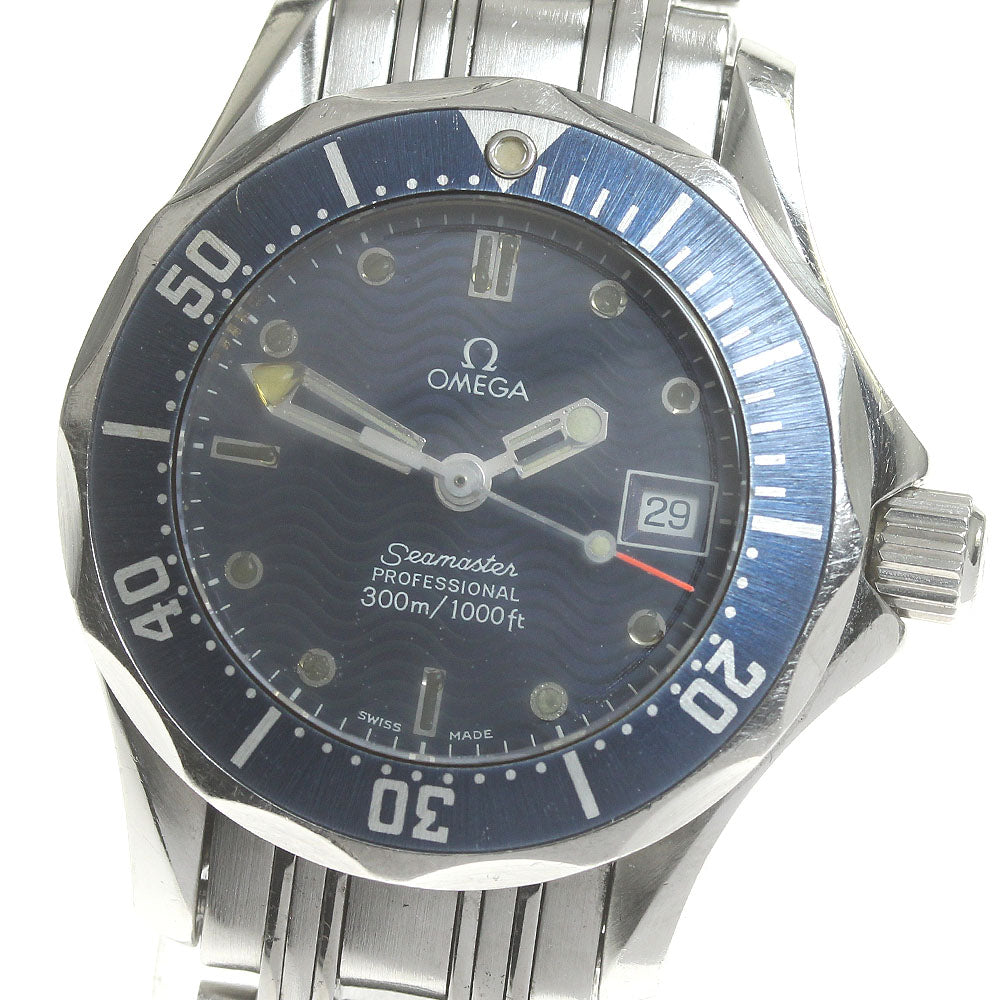 OMEGA Seamaster300 2583.80 Date Navy Dial Quartz Ladies Watch_844918