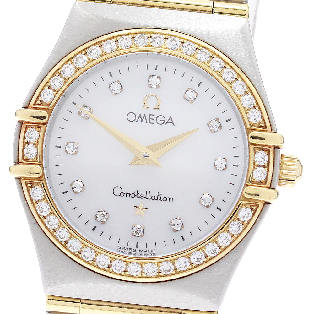 OMEGA Constellation Mini 1267.75 12P diamond bezel full bar White shell Dial Quartz Ladies Watch_845094