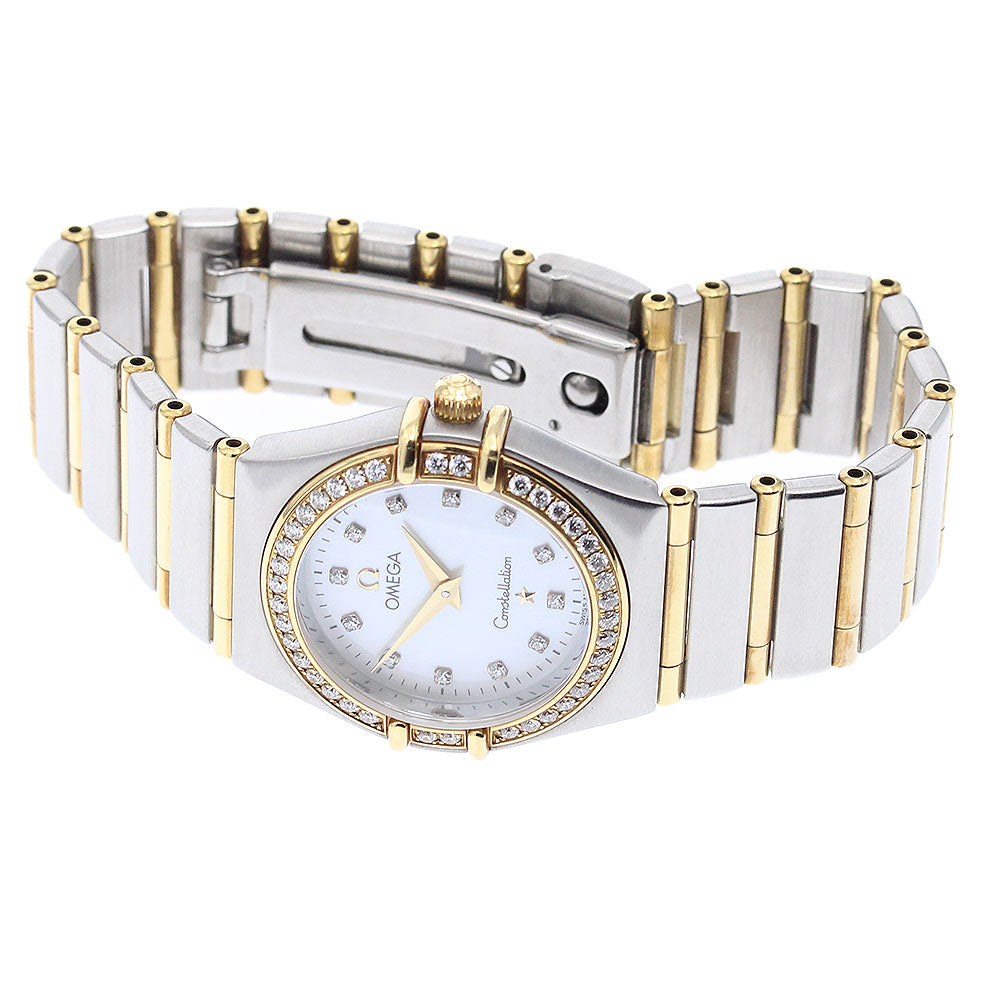 OMEGA Constellation Mini 1267.75 12P diamond bezel full bar White shell Dial Quartz Ladies Watch_845094