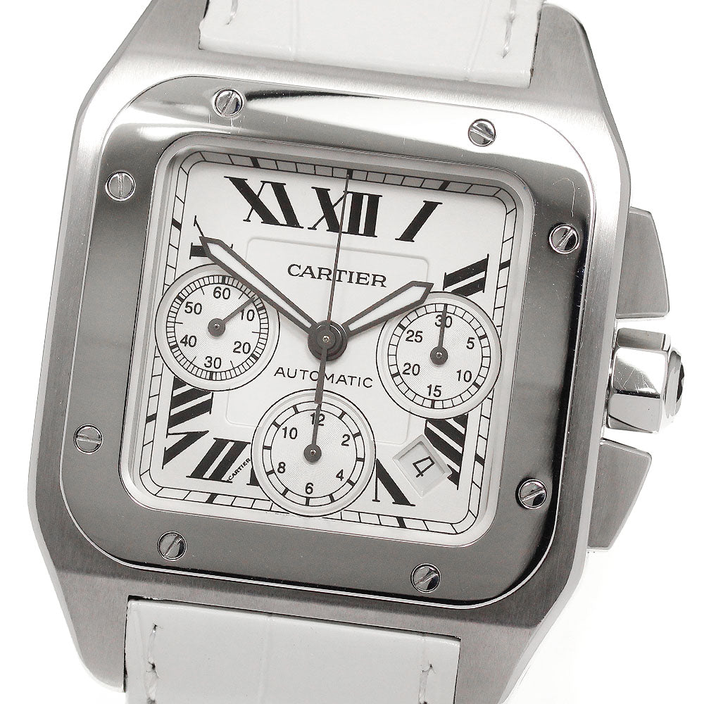 CARTIER Santos 100 XL W20090X8 Chronograph Silver Dial Automatic Men's Watch_845134