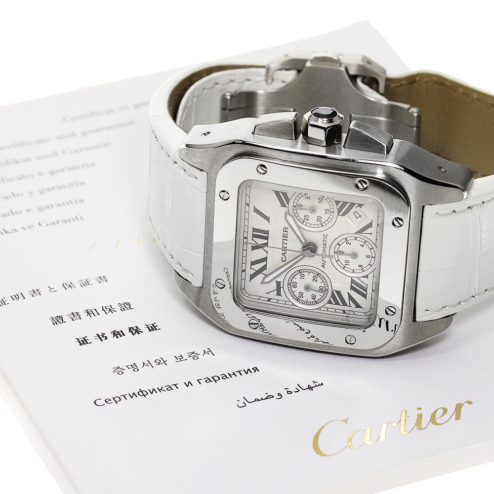CARTIER Santos 100 XL W20090X8 Chronograph Silver Dial Automatic Men's Watch_845134