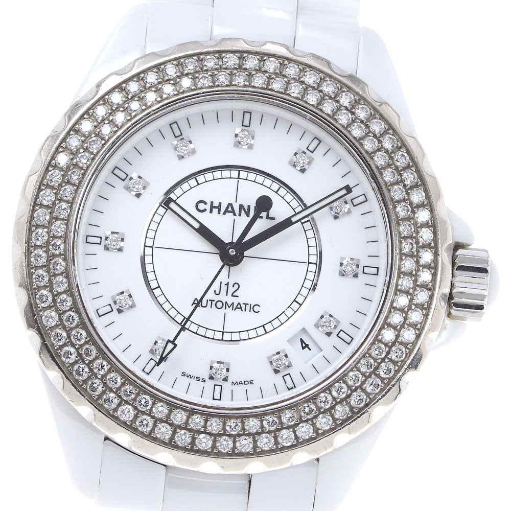 CHANEL J12 H1629 White ceramic 38MM 12P diamond after-diamond bezel white Dial Automatic Men's Watch_845207