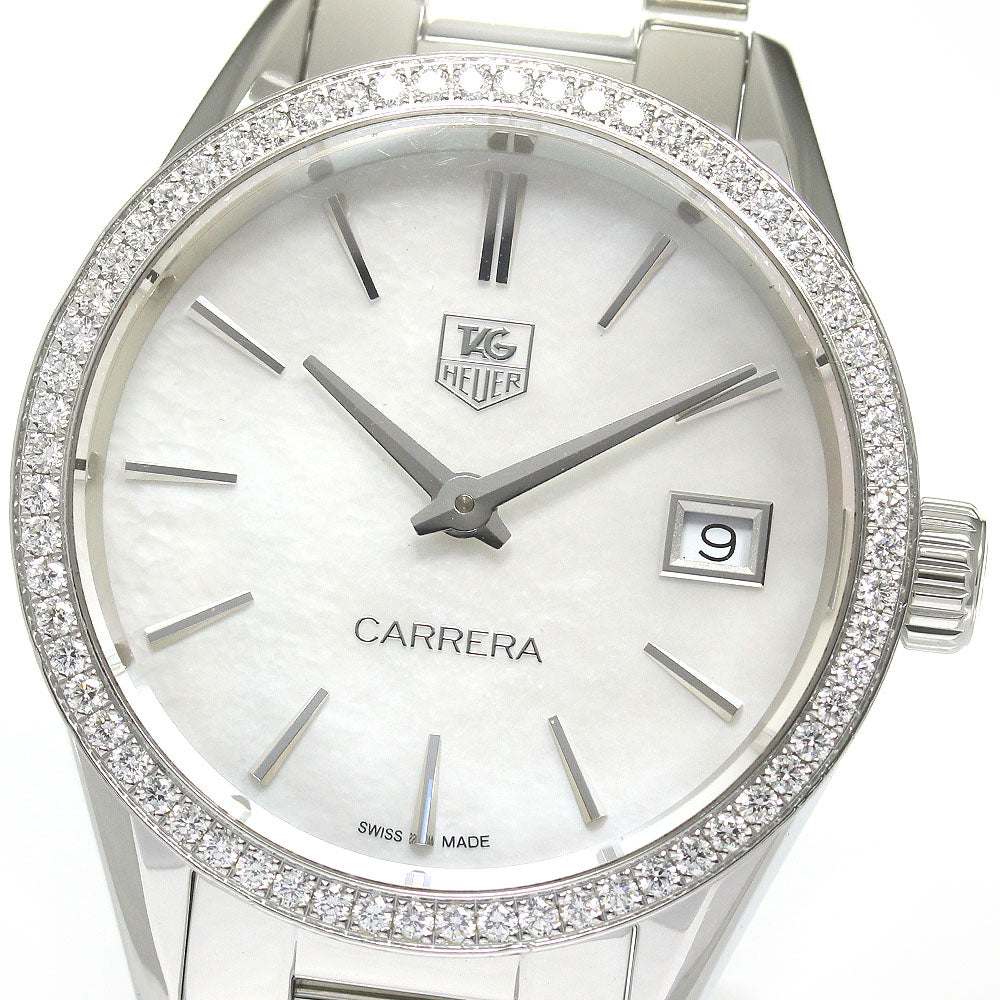 TAG HEUER Carrera WAR1315 Diamond Bezel White shell Dial Quartz Ladies Watch_845211