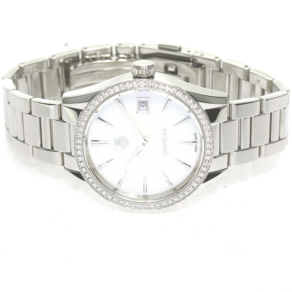 TAG HEUER Carrera WAR1315 Diamond Bezel White shell Dial Quartz Ladies Watch_845211