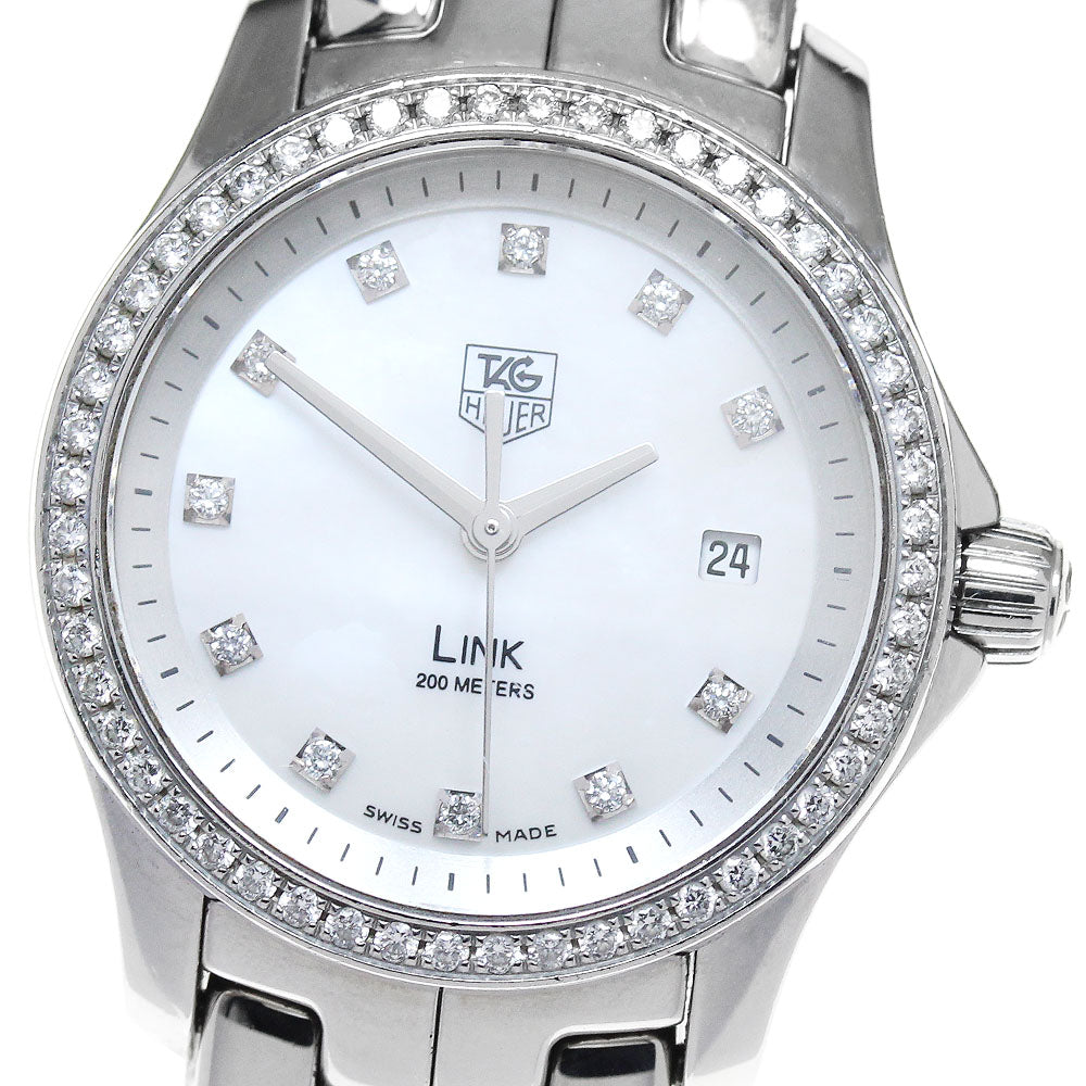 TAG HEUER Link WJF1319 11P diamond bezel White shell Dial Quartz Ladies_845342