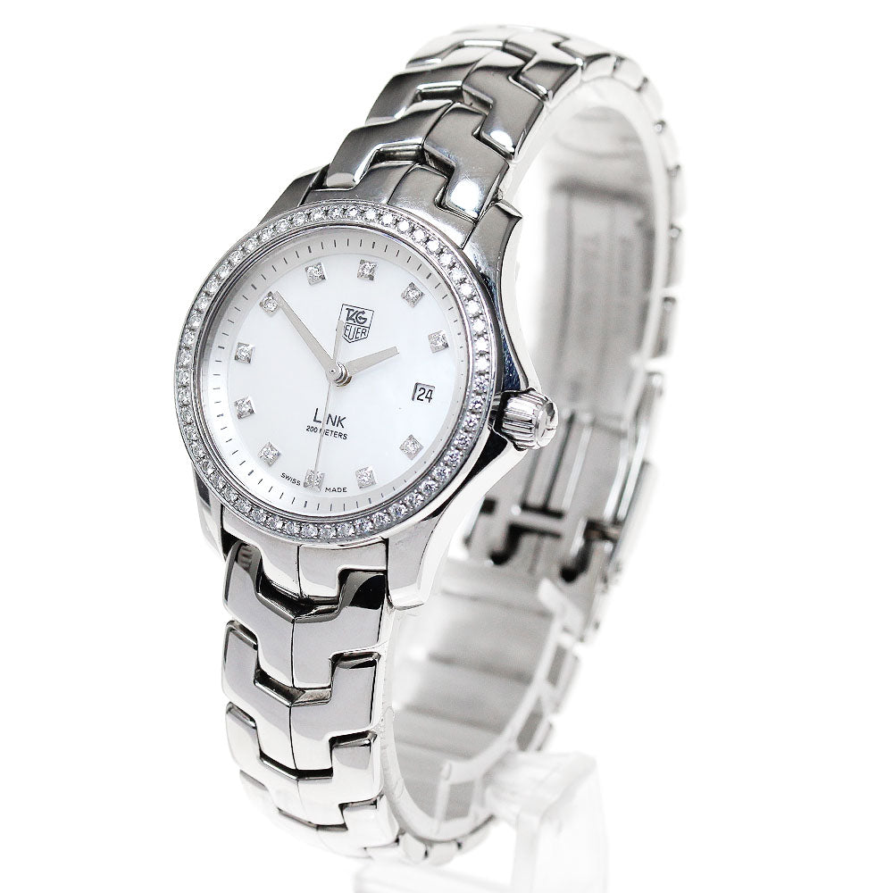 TAG HEUER Link WJF1319 11P diamond bezel White shell Dial Quartz Ladies_845342