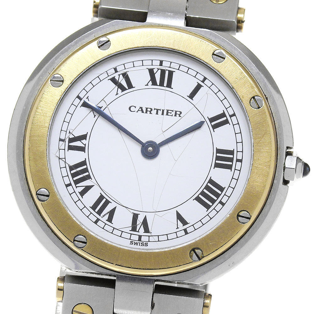 CARTIER Santos Round LM 2 tone white Dial Quartz Men's Watch_845419
