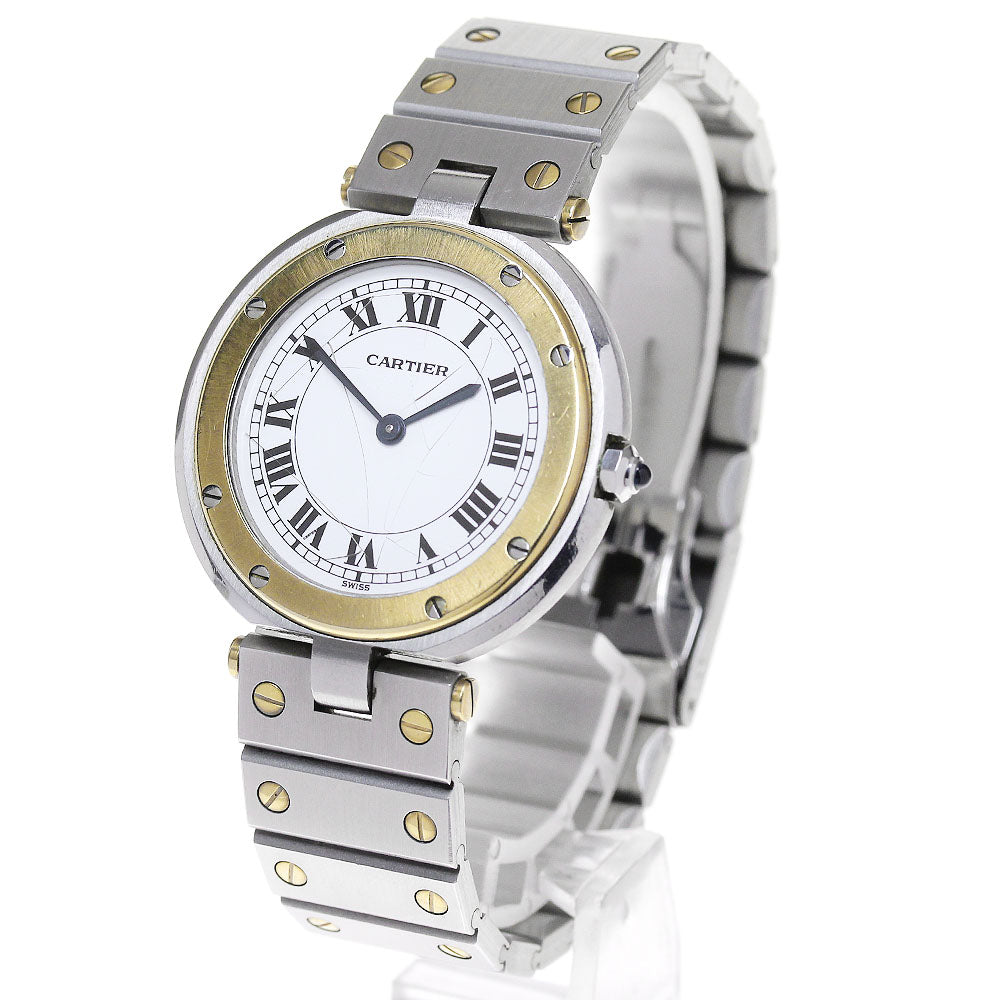 CARTIER Santos Round LM 2 tone white Dial Quartz Men's Watch_845419