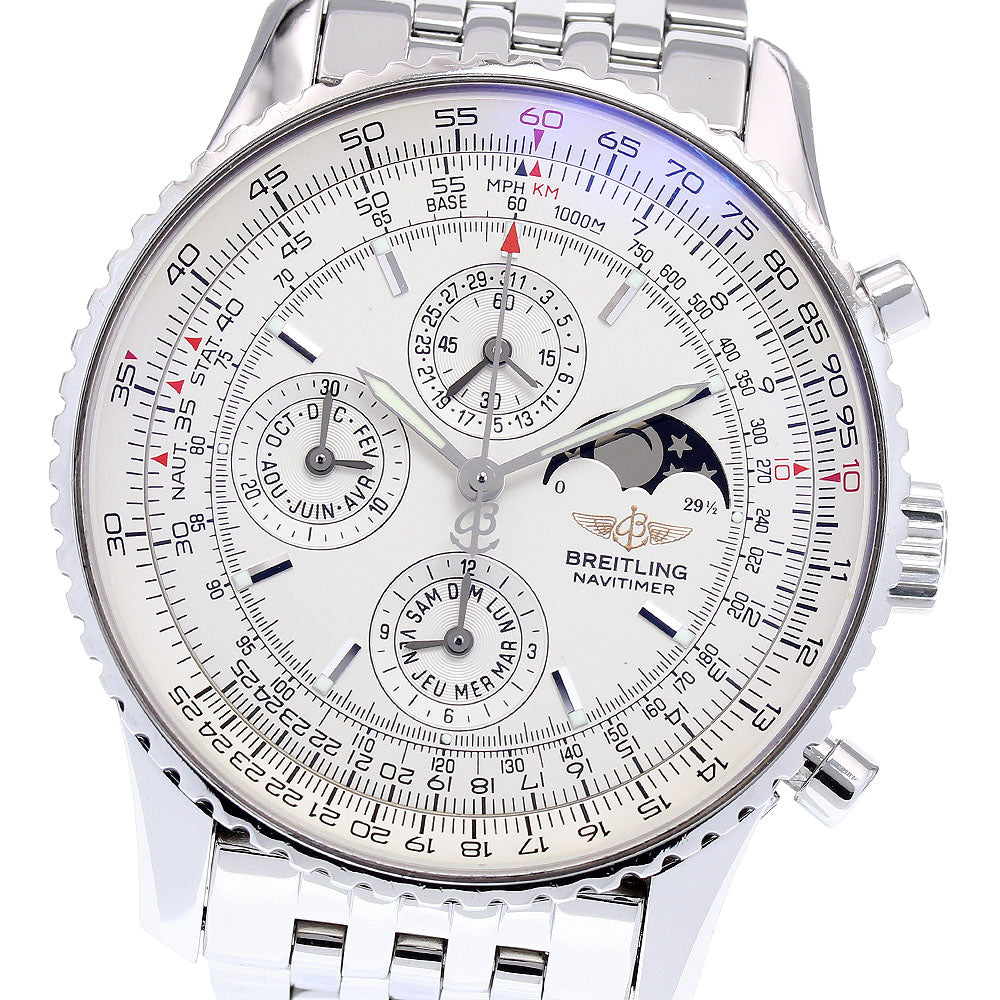 BREITLING Navitimer Olympus A19340 Moon phase Silver Dial Automatic Men's_845438