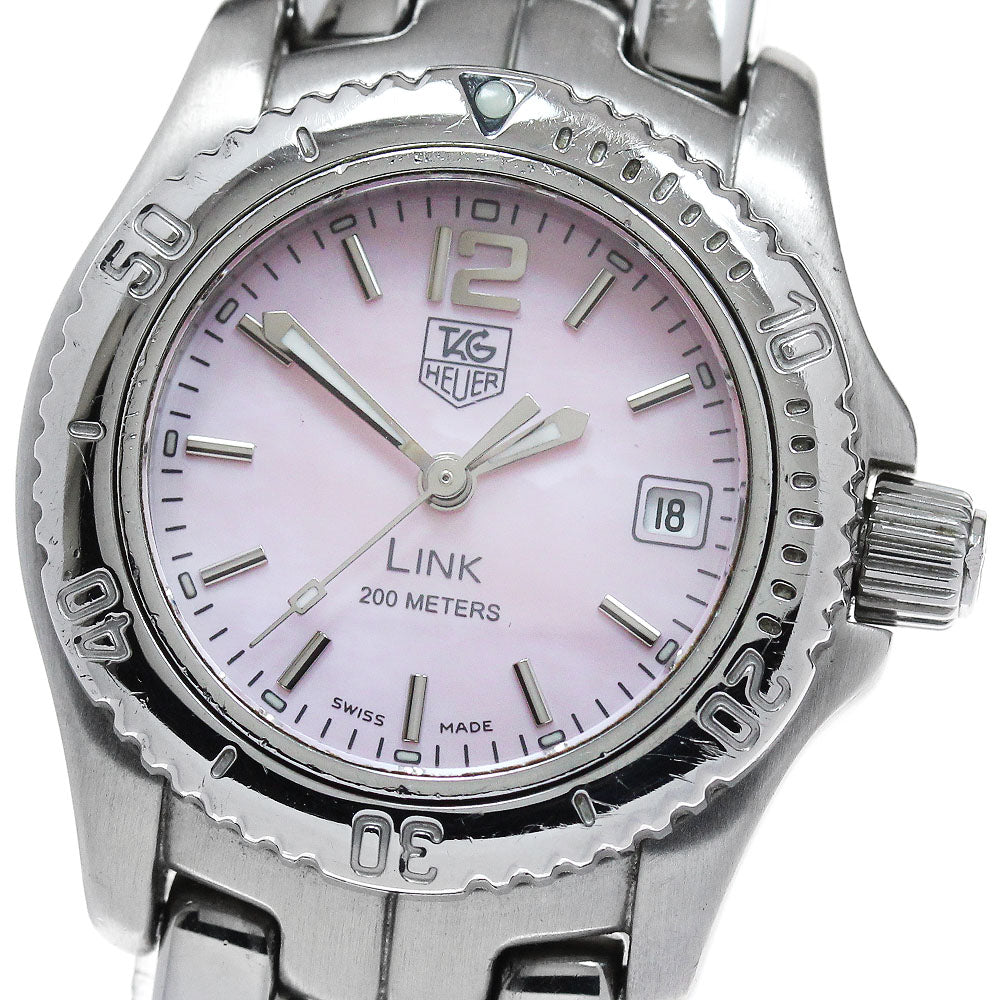 TAG HEUER Link WT141M Date Pink shell Dial Quartz Ladies Watch_845515