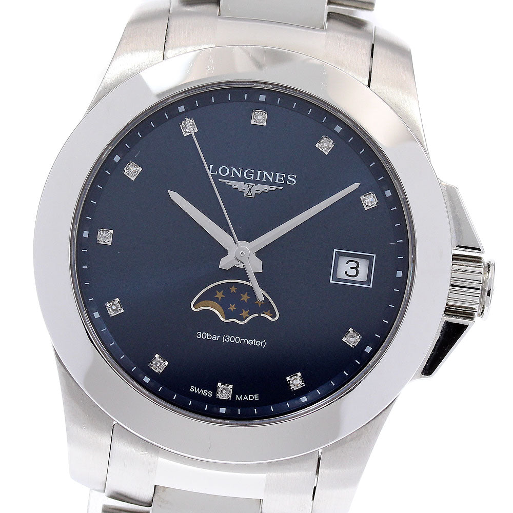 LONGINES Conquest L3.381.4 Date Moon Phase Navy Dial Quartz Ladies Watch_845523