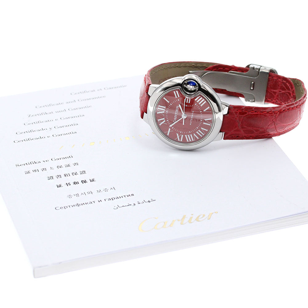 CARTIER Baron blue WSBB0022 Red Dial Automatic Ladies Watch_845626
