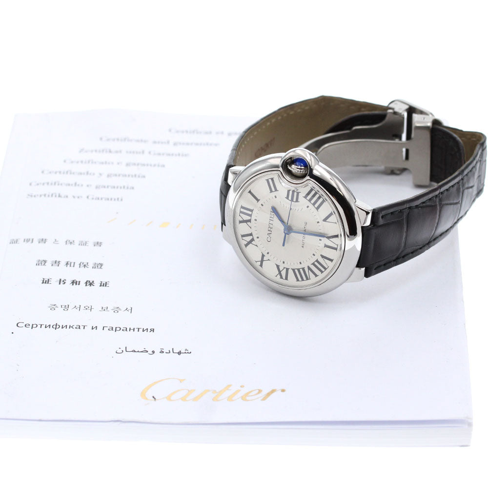 CARTIER Baron Blue 36mm W69017Z4 Silver Dial Automatic Boy's Watch_845635