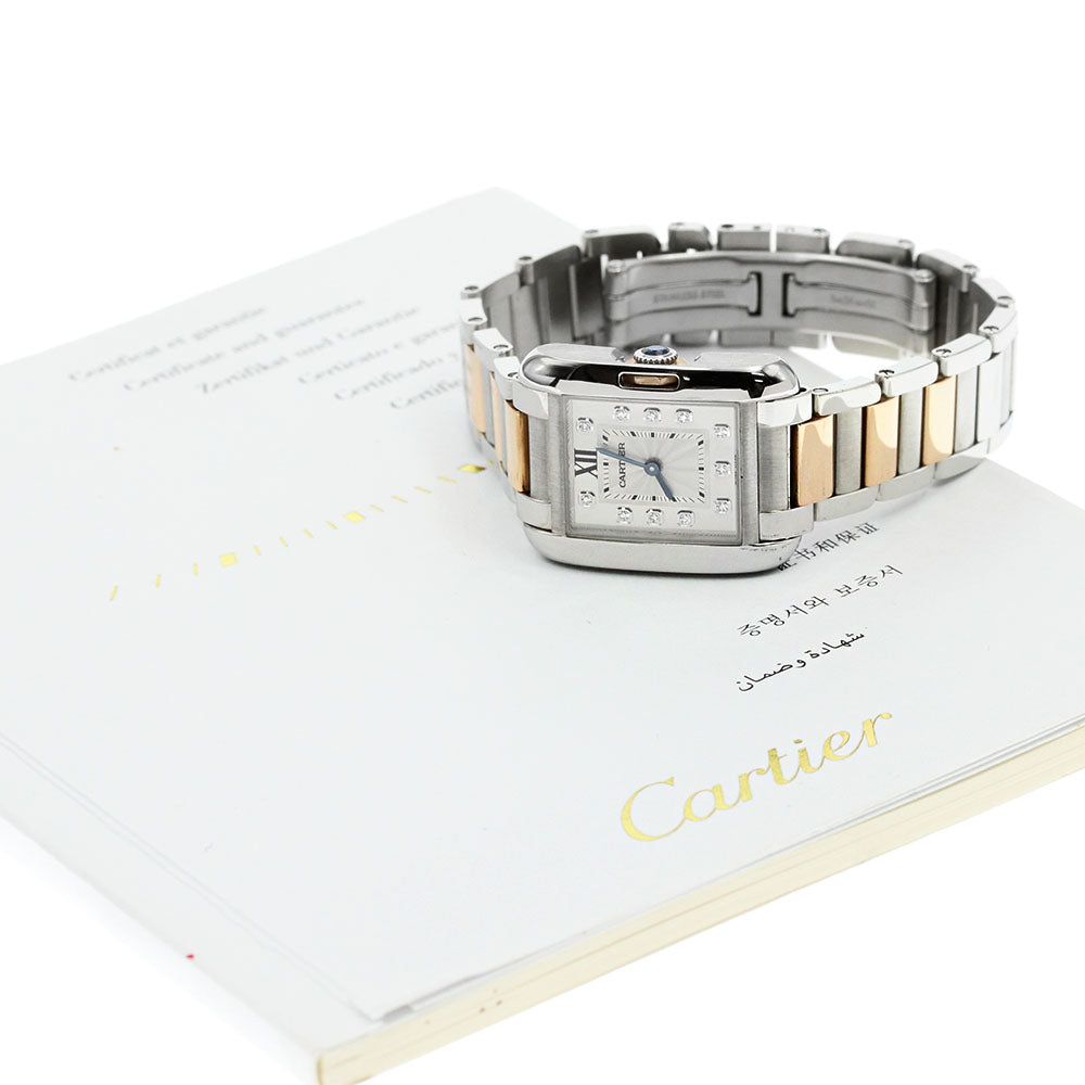 CARTIER Tank Anglaze SM WT100024 PG2 tone 11P diamond Quartz Ladies_845654
