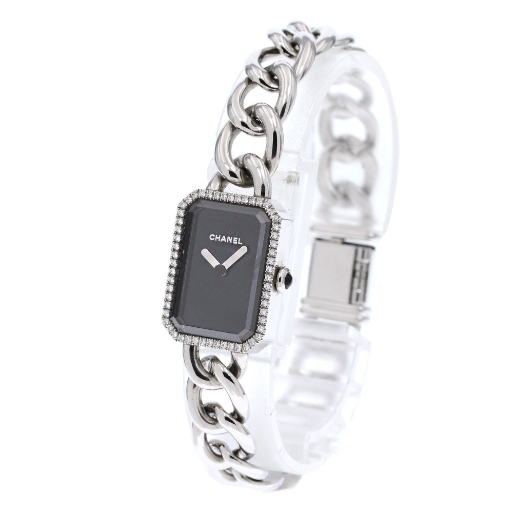 CHANEL Premiere H7021 Diamond Bezel black Dial Quartz Ladies Watch_845662