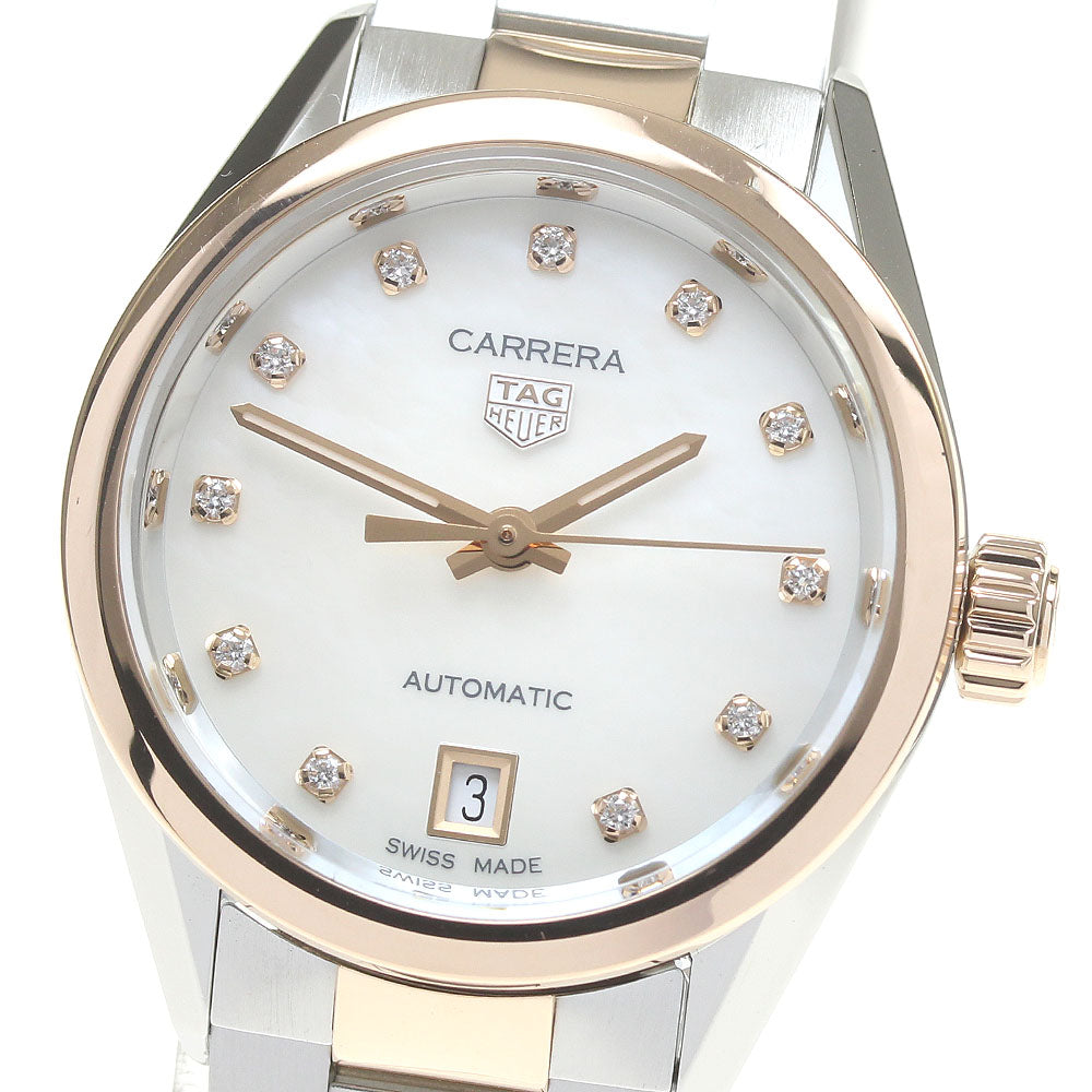 TAG HEUER Carrera Caliber 9 WBN2450 11P Diamond Stainless Steel/RG White Shell Dial White shell Dial Automatic Ladies Watch_845870