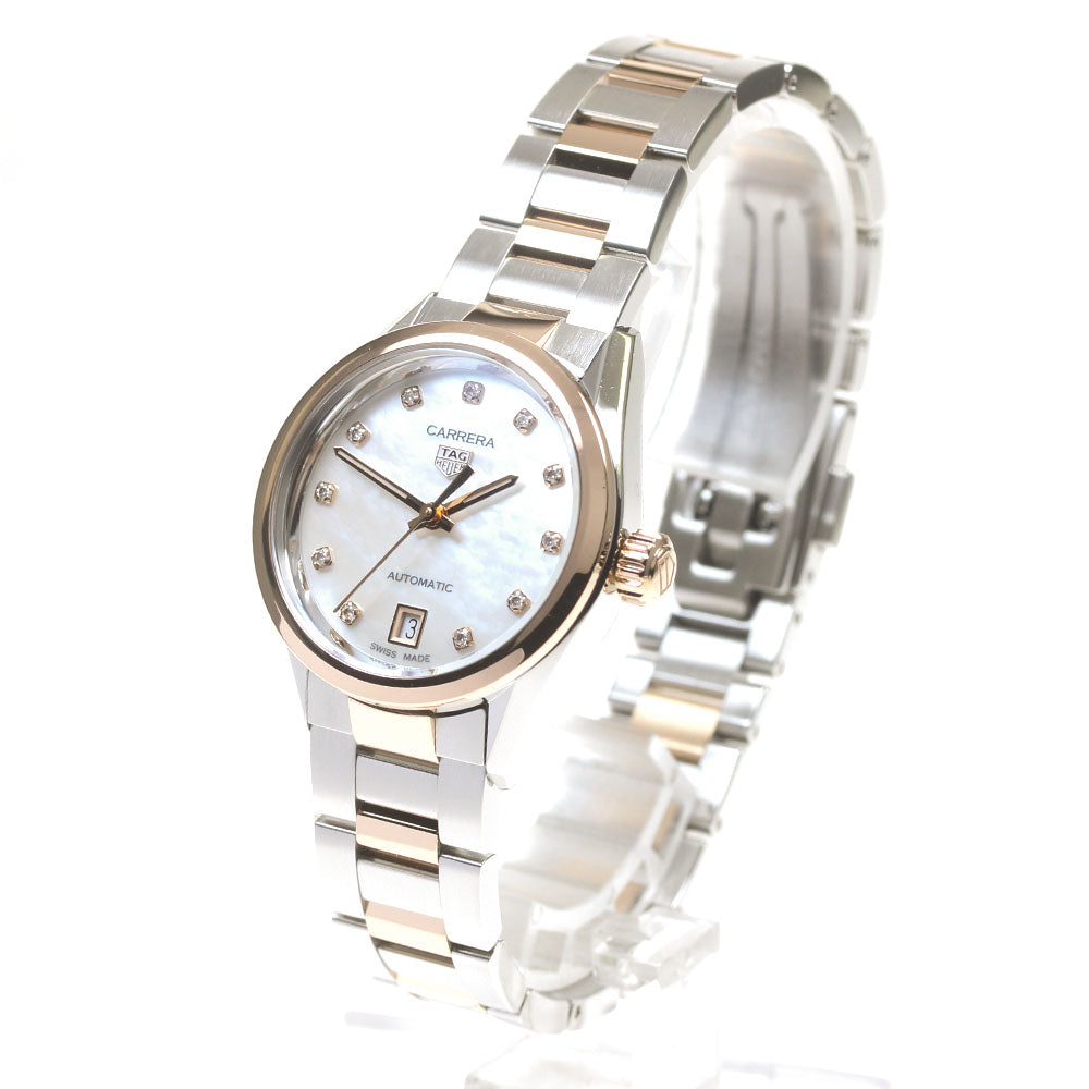 TAG HEUER Carrera Caliber 9 WBN2450 11P Diamond Stainless Steel/RG White Shell Dial White shell Dial Automatic Ladies Watch_845870