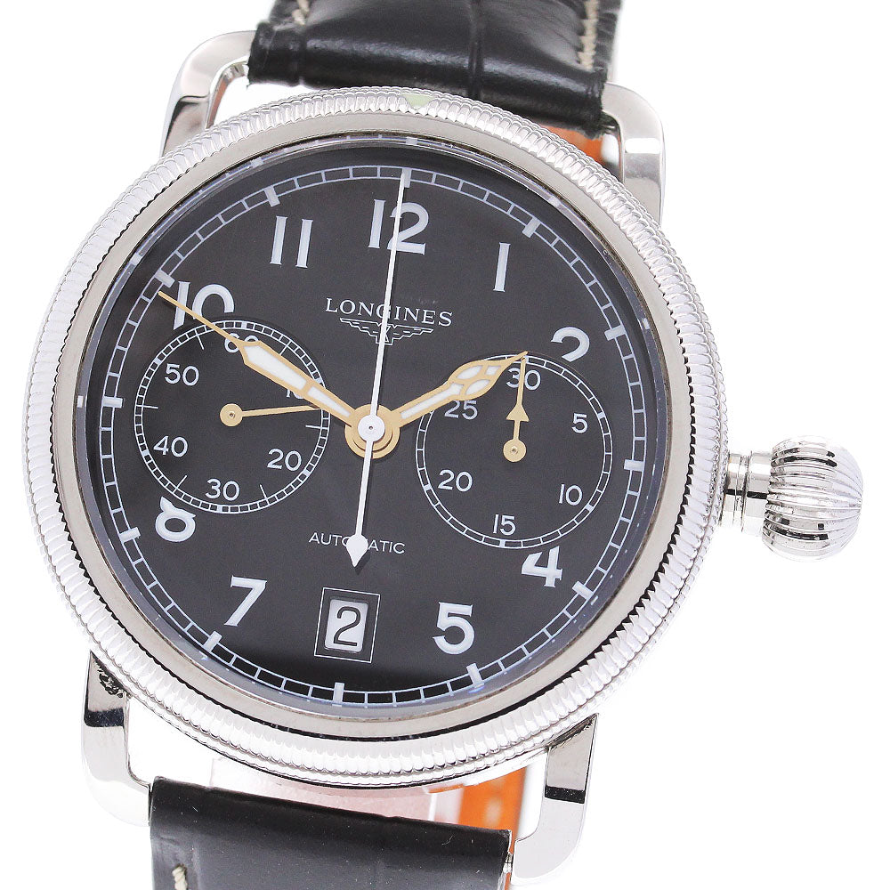 LONGINES Heritage Avigation Oversized Crown L2.783.4 Date Chronograph black Dial Automatic Men's Watch_845922