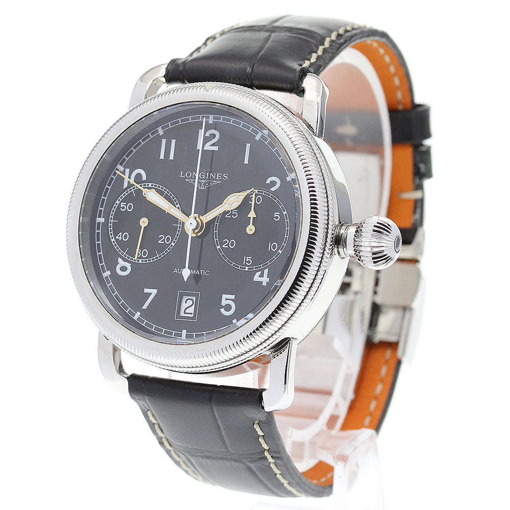 LONGINES Heritage Avigation Oversized Crown L2.783.4 Date Chronograph black Dial Automatic Men's Watch_845922