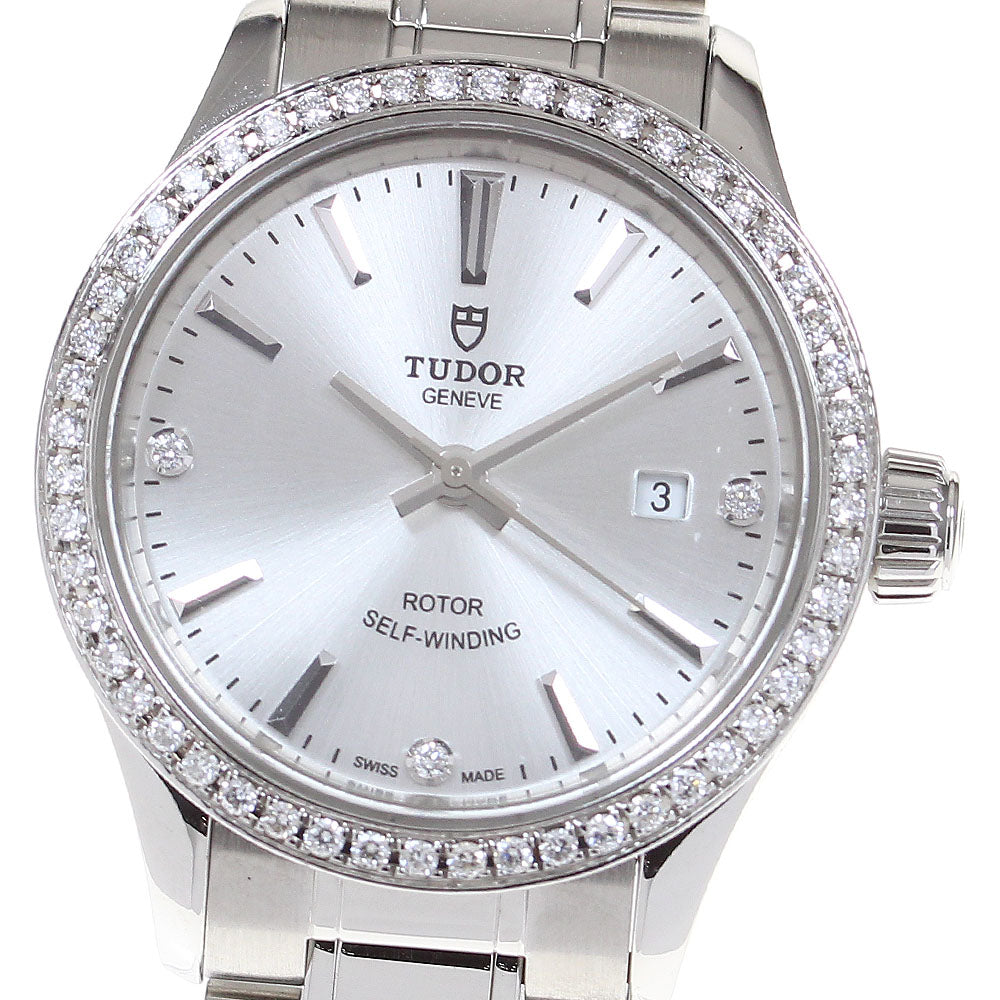 TUDOR style 12110 Date Diamond Bezel 3P Silver Dial Automatic Ladies_845980