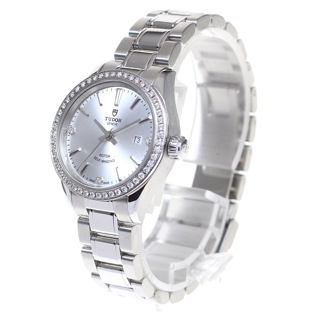 TUDOR style 12110 Date Diamond Bezel 3P Silver Dial Automatic Ladies_845980