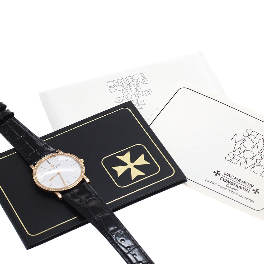 VACHERON CONSTANTIN Patrimony Extra Flat 33093/1 K18PG Cal.1003/2 Diamond Bezel white Dial Hand Winding Men's Watch_846047