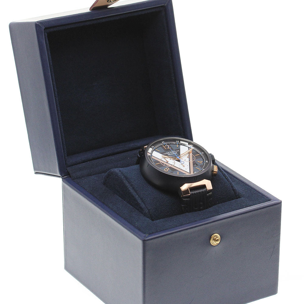 LOUIS VUITTON Tambour Damier Cobalt QA090 Chronograph Automatic Men's_846121