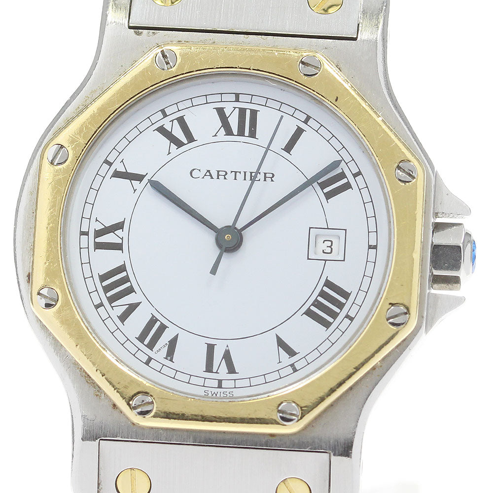 CARTIER Santos Octagon LM 81037288 Date White Dial Automatic Men's Watch_846131